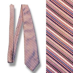 Brooks Brothers 346 Neck Tie 100% Silk Striped Pink Preppy Office Wedding